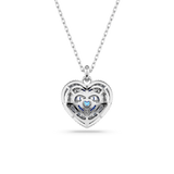 Swarovski Idyllia pendant, Heart, Blue, Rhodium plated