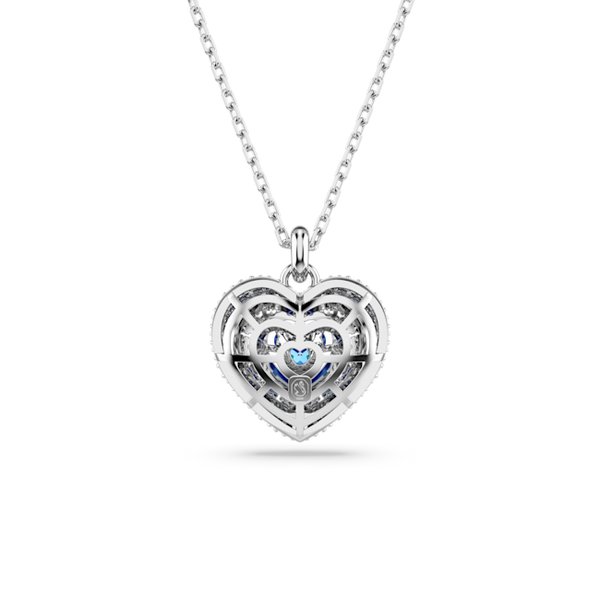 Swarovski Idyllia pendant, Heart, Blue, Rhodium plated – Blue Salon