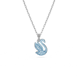 Swarovski Swan Pendant Swan Small Blue Rhodium Plated