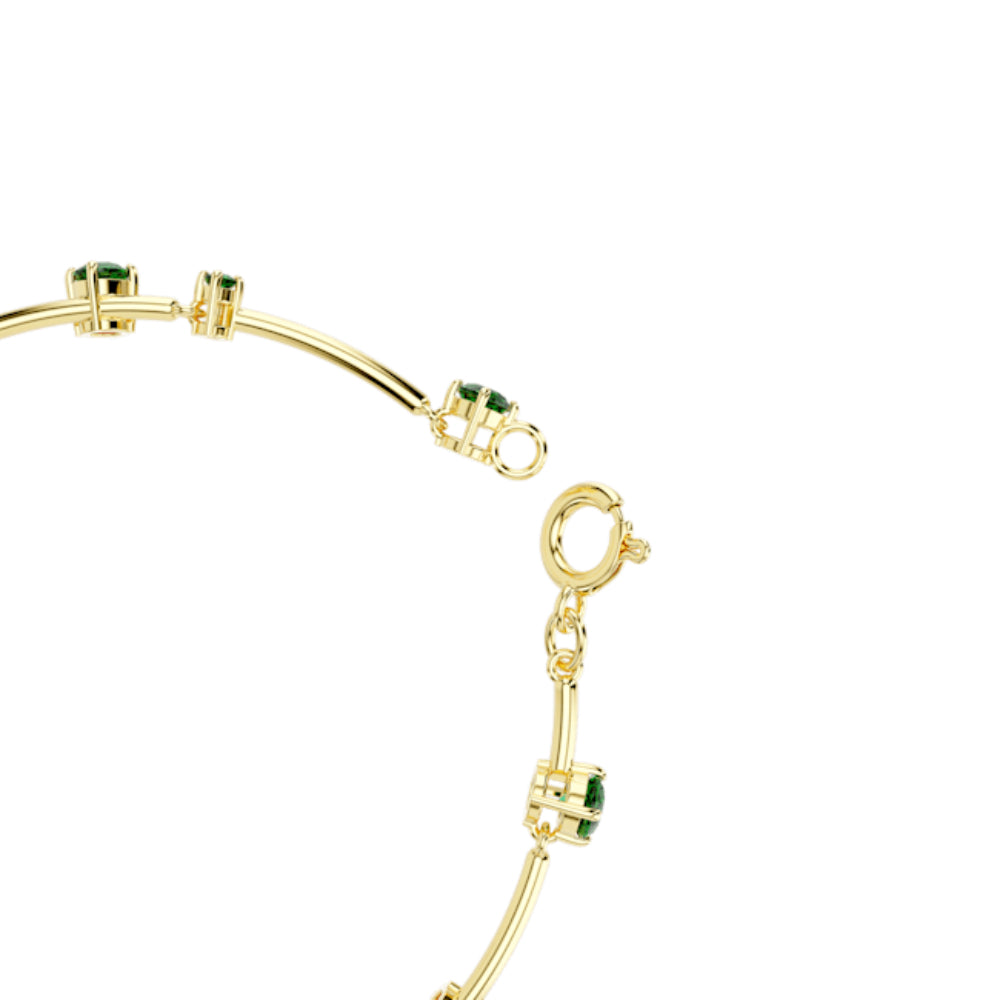 Swarovski Constella Bangle Mixed round cuts, Green, Gold-tone