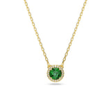 Swarovski Una Angelic pendant, Round cut, Pavé, Green, Gold-tone plated