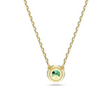 Swarovski Una Angelic pendant, Round cut, Pavé, Green, Gold-tone plated