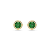 Swarovski Una Angelic stud earrings, Round cut, Green, Gold-tone plated