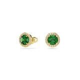Swarovski Una Angelic stud earrings, Round cut, Green, Gold-tone plated