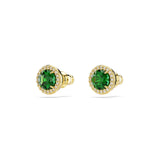 Swarovski Una Angelic stud earrings, Round cut, Green, Gold-tone plated