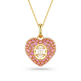 Swarovski Hyperbola pendant Octagon cut Necklace, Crystal pearls, Heart, Pink, Gold-tone plated