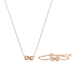 Swarovski Hyperbola Set (Necklace and Bracelet) Infinity, White, Rose gold-tone plated
