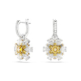 Swarovski Idyllia Drop Earrings Flower, Yellow, Rhodium plated