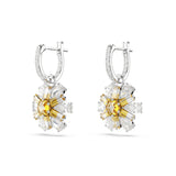 Swarovski Idyllia Drop Earrings Flower, Yellow, Rhodium plated