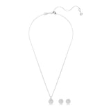 Swarovski Meteora Set (Necklace and Earrings) White, Rhodium plated