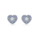 Swarovski Hyperbola Stud Earrings Heart, Blue, Rhodium plated