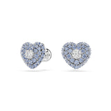 Swarovski Hyperbola Stud Earrings Heart, Blue, Rhodium plated