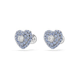 Swarovski Hyperbola Stud Earrings Heart, Blue, Rhodium plated