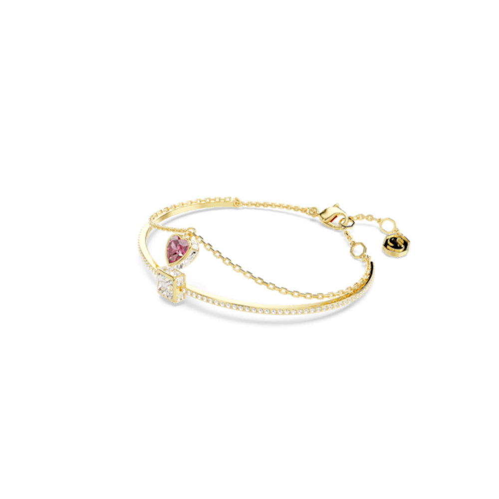 Swarovski Chroma Bangle Heart, Red, Gold-tone plated, Medium