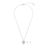 Swarovski Hyperbola Set (Necklace and Earrings) Heart, White, Rhodium plated
