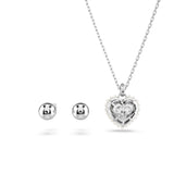 Swarovski Hyperbola Set (Necklace and Earrings) Heart, White, Rhodium plated