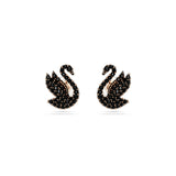 Swarovski Swarovski Swan Stud Earrings Swan, Black, Rose gold-tone plated