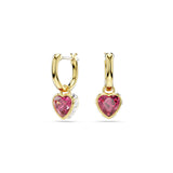 Swarovski Chroma Drop Earrings Heart, Red, Gold-tone plated