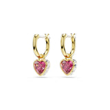 Swarovski Chroma Drop Earrings Heart, Red, Gold-tone plated