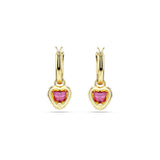 Swarovski Chroma Drop Earrings Heart, Red, Gold-tone plated