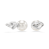 Swarovski Lucent stud earrings Pave, Ball, White, Rhodium plated