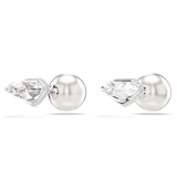 Swarovski Lucent stud earrings Pave, Ball, White, Rhodium plated