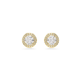 Swarovski Una Angelic stud earrings, Round cut, Gold tone, Gold-tone plated