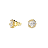 Swarovski Una Angelic stud earrings, Round cut, Gold tone, Gold-tone plated