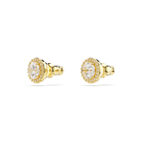 Swarovski Una Angelic stud earrings, Round cut, Gold tone, Gold-tone plated
