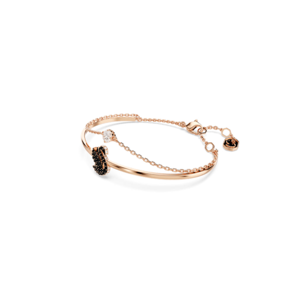 Swarovski Swan bangle, Swan, Black, Rose gold-tone plated – Blue Salon