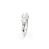 Swarovski Matrix Cocktail Ring Crystal pearl, Round cut, White, Rhodium plated