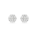 Swarovski Idyllia stud earrings, Mixed cuts, Snowflake, White, Rhodium plated