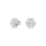 Swarovski Idyllia stud earrings, Mixed cuts, Snowflake, White, Rhodium plated