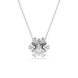 Swarovski Idyllia Necklace Pendant Mixed cuts, Snowflake, White, Rhodium plated