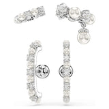Swarovski Matrix Ear Cuff, Set (3), Crystal Pearl, Round Cut, White, Rhodium Plated