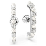 Swarovski Matrix Ear Cuff, Set (3), Crystal Pearl, Round Cut, White, Rhodium Plated