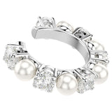 Swarovski Matrix Ear Cuff, Set (3), Crystal Pearl, Round Cut, White, Rhodium Plated