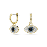 Swarovski Symbolica drop earrings, Evil eye, Blue, Gold-tone plated
