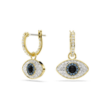 Swarovski Symbolica drop earrings, Evil eye, Blue, Gold-tone plated