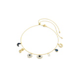 Swarovski Symbolica Choker Moon, Infinity, Clover, Evil Eye and Horseshoe, Blue, Gold-tone plated