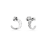 Swarovski Matrix hoop earrings, Crystal pearl, Round cut, White, Rose gold-tone plated