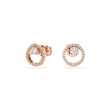 Swarovski Constella stud earrings, Round cut, White, Rose gold-tone plated