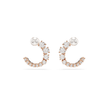 Swarovski Matrix hoop earrings, Crystal pearl, Round cut, White, Rose gold-tone plated