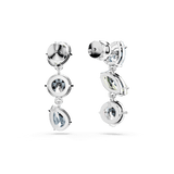Swarovski Gema Drop Earrings Asymmetrical Design, Mixed cuts, Multicolored, Rhodium plated