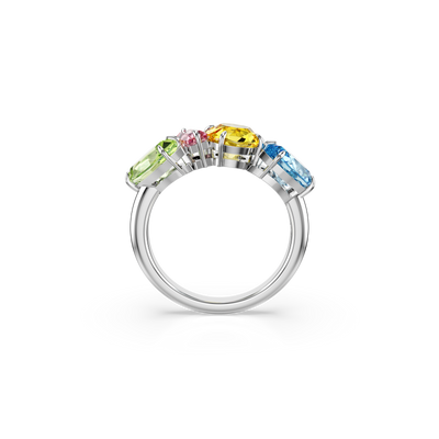 Swarovski Gema Ring Mixed Cuts Multicolored Rhodium Plated