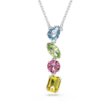 Swarovski Gema necklace Y pendant Mixed cuts, Multicolored, Rhodium plated