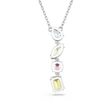 Swarovski Gema necklace Y pendant Mixed cuts, Multicolored, Rhodium plated