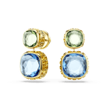 Swarovski Chroma Drop Earrings Cushion Cut Multicolored Gold-Tone Plated