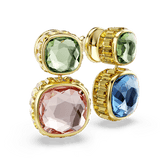 Swarovski Chroma Drop Earrings Cushion Cut Multicolored Gold-Tone Plated