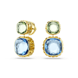 Swarovski Chroma Drop Earrings Cushion Cut Multicolored Gold-Tone Plated